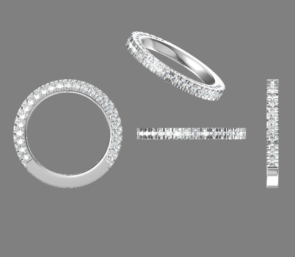 Build Your Own Ring: 7 Carat Brilliant Oval Cut Moissanite 4-Prong Hidden Halo Triple Pavé Engagement Ring, w/ The Matching Band