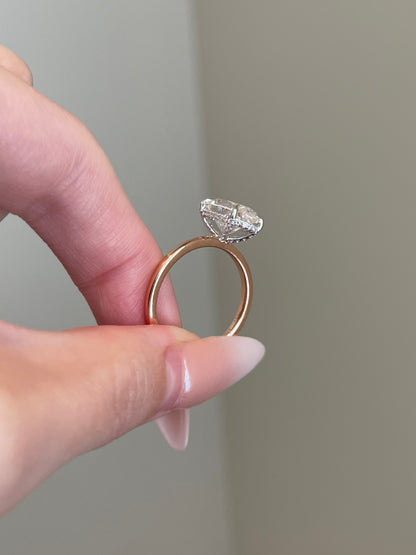 The Rheanna Ring, 4 Carat, Oval, Crushed Ice Hybrid w/ Pavé Basket