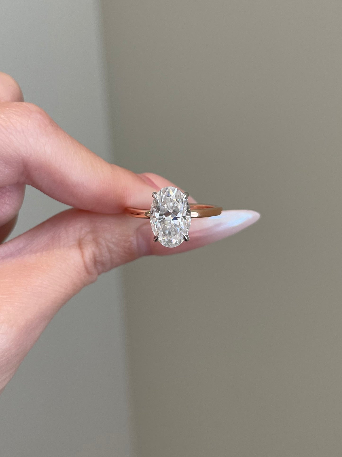 The Rheanna Ring, 4 Carat, Oval, Crushed Ice Hybrid w/ Pavé Basket