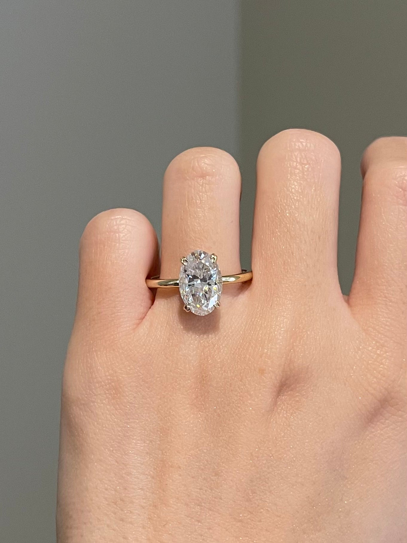 The Hailey Ring, 4 Carat, Oval, Crushed Ice Hybrid