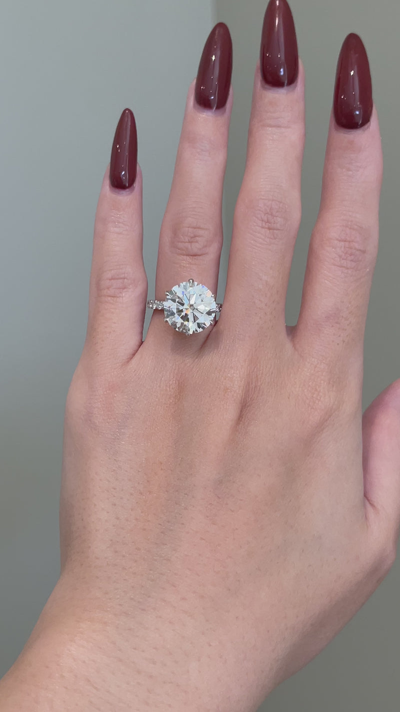 6 Carat Round Cut Green Moissanite Halo Engagement Ring from Black Diamonds  New York
