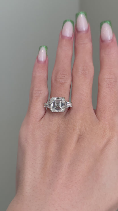 The Evelyn Ring, 5 Carat, Asscher, Step Cut, 3-Stone