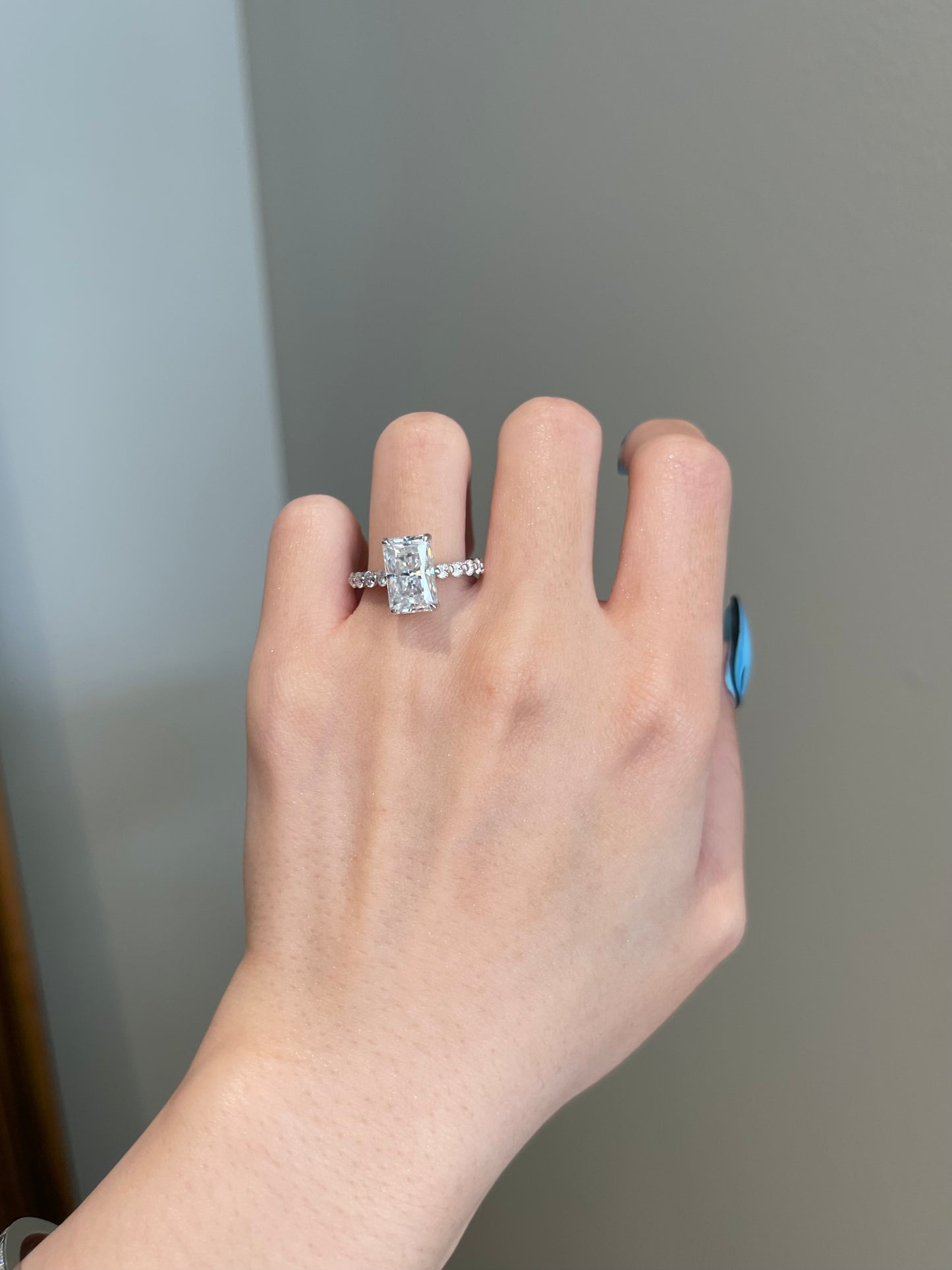 The Elise Ring, 4 Carat, Radiant, Crushed Ice